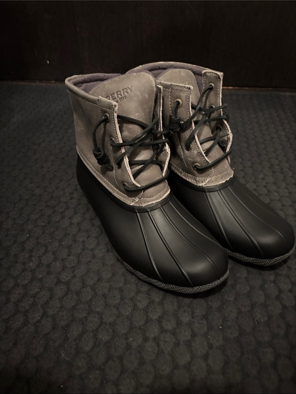 Sperry Two-Tone Waterproof Lace-Up Boots in Black and Gray